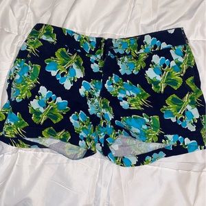 Blue and green graphic shorts